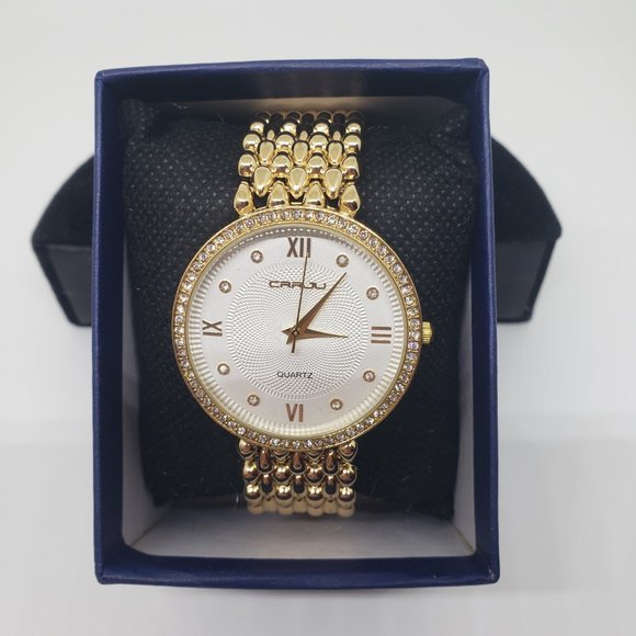 CRRJU Gold Bracelet Watch Stainless Steel Back Water Resistant (NWOT) - Picture 2 of 9